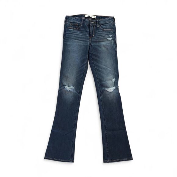 Abercrombie & Fitch Women’s Jeans 4R 27x33 Blue Distressed Bootcut Straight Leg - Picture 1 of 7